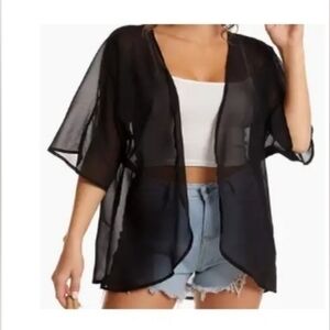 NWOT Black Sheer Cover Up Kimono Cardigan 5XL